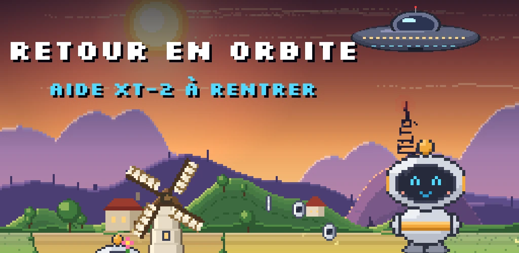 Retour en orbite : XT-2 dans la campagne au crépuscule, le vaisseau mère dans le ciel