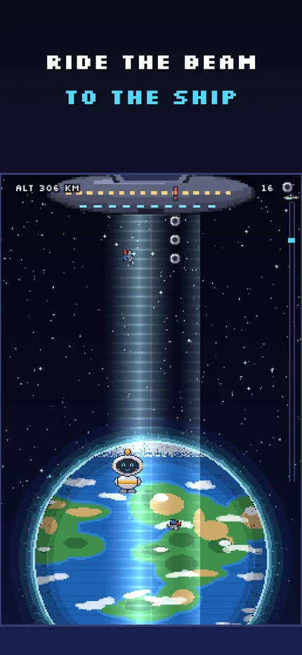 Screenshot 8 : Ride the beam to the ship. All the way back to orbit.