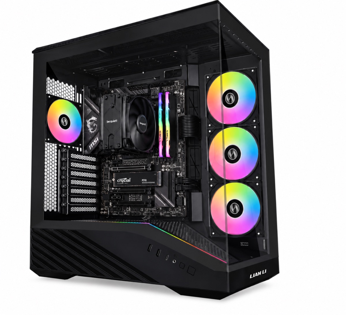 Illustration d'un boîtier Lian Li Vector V100 RGB monté, à titre d'ambiance
